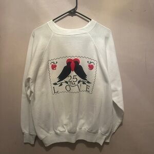 Vintage 1988 USPS Love Birds Stamp Sweater